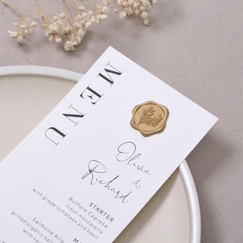 UNIQOOO Wax Seal Stickers - Eucalyptus Wedding Invitation Envelope Seal Stickers, 100 Pcs Self- Adhesive Prosecco Metallic Lignt Gold Stickers, Perfect for Invitation, Christmas, Gift Wrapping