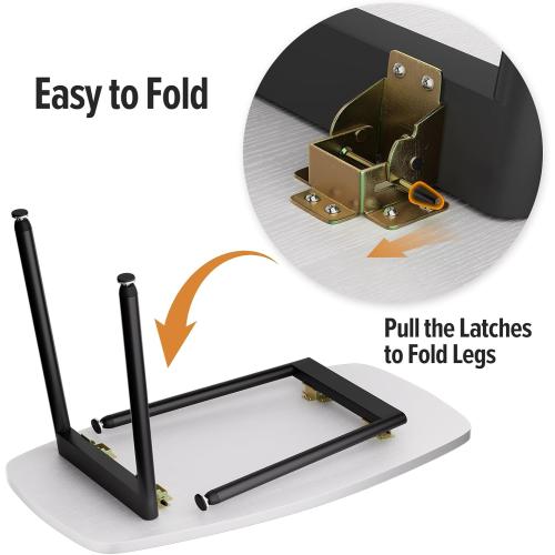 WOHOMO Foldable Coffee Table White Small Coffee Tables for Living Room Portable Simple Modern Rectangular Center Table for Small Spaces, No Assembly, 31.5 * 15.7 * 17.7IN, White