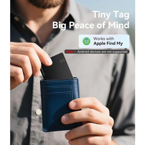 Ultrbeka Wallet Tracker Slim Card Tracker, 0.094in Rechargeable Bluetooth Tracker for Wallets, Passport, Work with Apple Find My, Card Locator- iOS Only [Apple MFi Certified] - 2pcs in 1