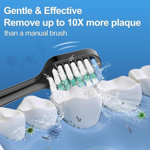 Replacement Toothbrush Heads for Waterpik Complete Care 5.0/9.0, and Compatible with AquaSonic Duo and Home Dental Center Electric Toothbruh, 5 Count(Pack of 1), Black