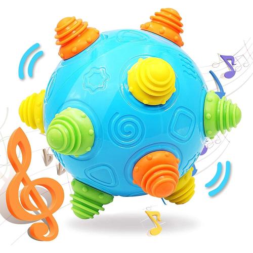 VANLINNY Toddlers Baby Music Shake Ball Toy Bumble Ball for Babies,Dancing Bumpy & Interactive Sounds Crawl Toy, Best Bouncing Sensory Learning Gift for 3  Year Old Boys&Girls.
