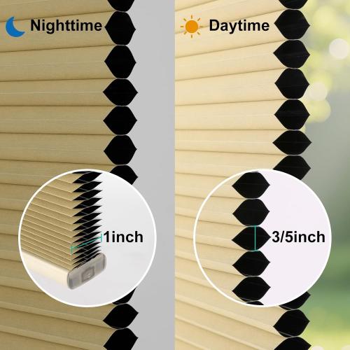 Cordless Cellular Shades, No Drill No Tools Honeycomb Window Blinds, Blackout Light Blocking Cellular Shades for Window, Thermal Insulation Blinds, Easy to Install, Light Cream 32W x 64H
