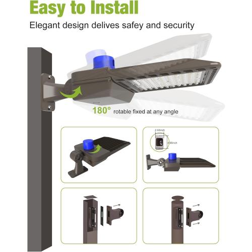 LED Parking Lot Light 300W, UL Listed 42,000LM 5000K Shoebox Light with Dusk to Dawn Photocell,Adjustable Arm Mount, IP66 Waterproof, Commercial LED Area Security for Parking Lot,Roadway,2PACK