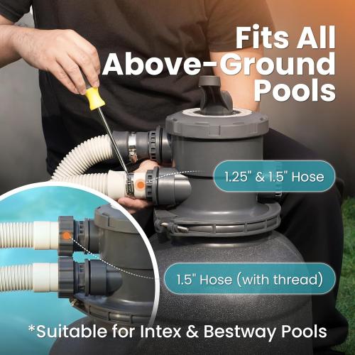 10in Sand Filter Pump for Above Ground Pool with Timer, 1/2 HP 2500 GPH Pool Pumps Above Ground for Pools up to 11,000 Gallons, Pool Sand Filter with 6-Way Valve, Efficient Filtration