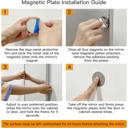 brisafe Magnetic Nano Non-Glass Wall Mirror, No Drill Ultra Light Strong Adhesive Mirror for Refrigerator, Glass Wall & Wood Door, 16 x 55 Inches, Silver