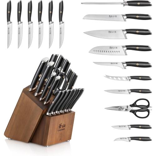 Cangshan L Series 17-Piece German Steel Forged Knife Set, 1026795 (Black)