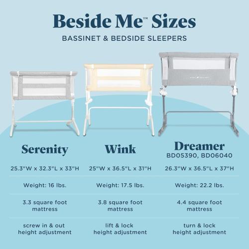Baby Delight Beside Me™ Dreamer Bassinet | Bedside Sleeper & Baby Bassinet | 8-Position Height Adjustment | 100% GOTS Certified Organic Cotton Fabric | Organic Sage