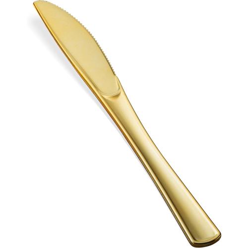 300 Gold Disposable Plastic Flatware Set - 100 Forks, 100 Spoons, 100 Knives - Heavy Duty Silverware for Party Bulk