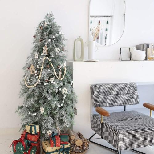 2PCS Christmas Wood Beads Garland 14.4 Feet Wooden Bead Garland Boho Ornaments for Christmas Tree, Xmas Vintage Rustic Farmhouse Round Craft Bead Hanging Holiday Decorations(7.2 Feet/1Pcs)