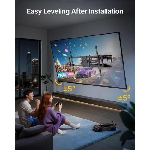 monTEK Heavy Duty XXL Full Motion TV Wall Mount for 60-120 inch Extra Large TVs, Holds 265 lbs, Max VESA 900x600, 27.7 Extension, Swivel & Tilt, Preassembled, Fits 12–24 Studs, LED/LCD/OLED 4K/8K