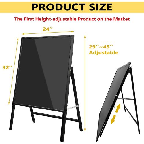 Standing A-Frame LED Message Writing Board 32 x 24, Neon Menu Sign with Adjustable Height, Outdoor Menu Display Board with 8 Colors Markers and Remote Control, DIY Message Light Board