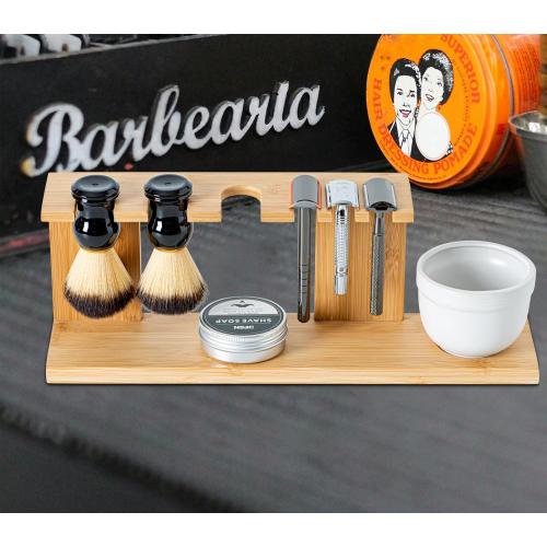 Bamboo Razor And Brush Stand With Shaving Bowl And Shaving Soap Elegant Shaving Brush Stand Premium Shaving Stand Safety Razor Shave Kit Mens Shaving Kit For Men