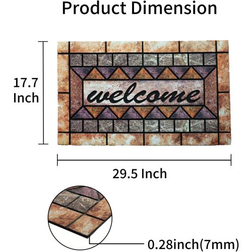 Door Mat Welcome Mat, Heavy Duty Door Mat 17.7 x 29.5 Inch Front Door Rug Doormat for Outdoor Entrance Home Non-Slip Rubber Rug for Front Door, Outside, Entryway, Patio (Brown Welcome)