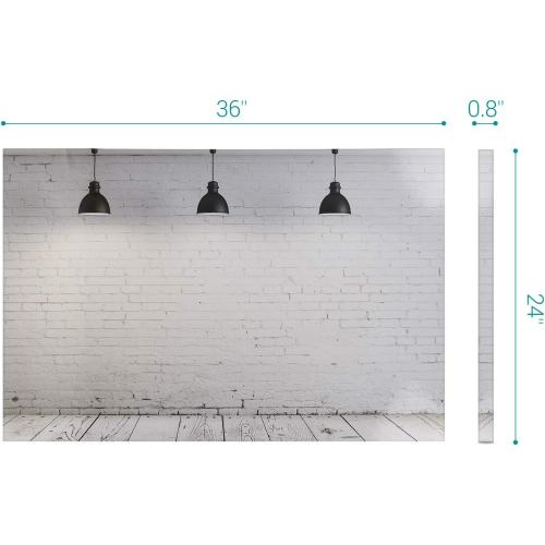 Navaris Magnetic Dry Erase Board - 24 x 36 inches Decorative White Board for Wall with Printed Design, Includes 5 Magnets and Marker - Industrial