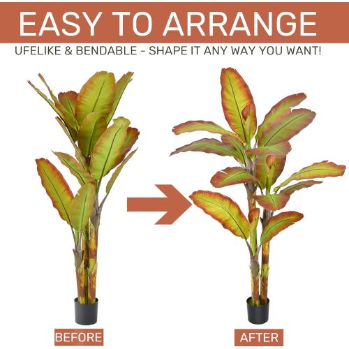 Artificial BananaTree 7FT Tall Large Faux Trees with Realistic Leaves, Fake Banana Floor Potted Artificial Plants for Home Office Living Room Indoor Outdoor Decor (84in,1Pack)
