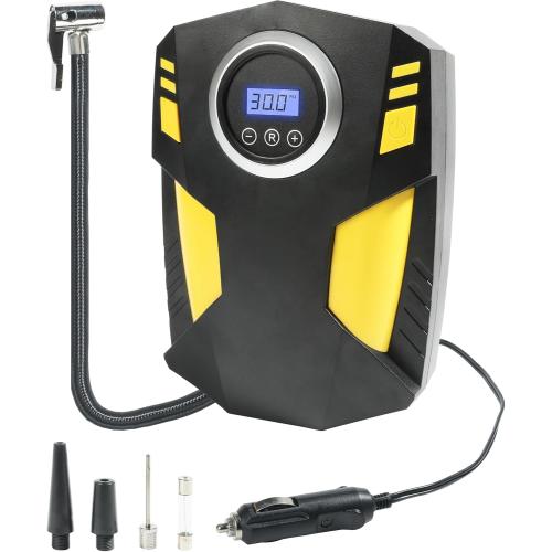 YAKEFLY Tire Inflator Portable Air Compressor,12V DC Car Tire Pump with Digital Pressure Gauge,150 PSI Auto Shut Off with Emergency LED Flasher,Air Compressor Tire Inflator