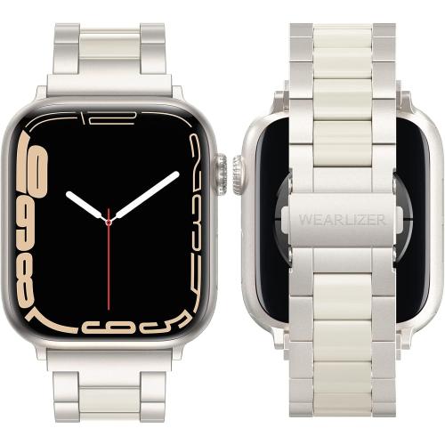 Wearlizer Starlight Resin Compatible with Apple Watch Bands 42/44/45/46/49mm Womens, Wristbands Stainless Steel Replacement Classic Strap Metal Series iWatch Series 11 10 9 8 7 6 5 4 3 SE/Ultra 3 2 1