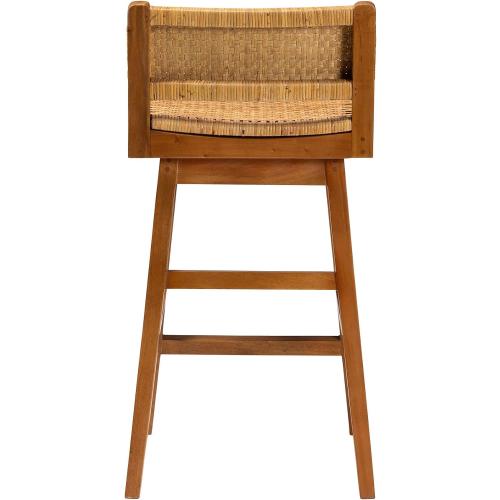 bali & pari Asgart Bohemian Seagrass and Mahogany Wood Bar Stool