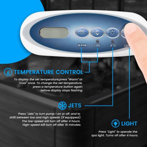 53238 Topside Control Panel Replace for Balboa 53238 Topside Control Panel VL200, 4-Button Hot Tub Control Panel Replacement, fit for Mini Oval Heat Jacket (7ft. Cord)