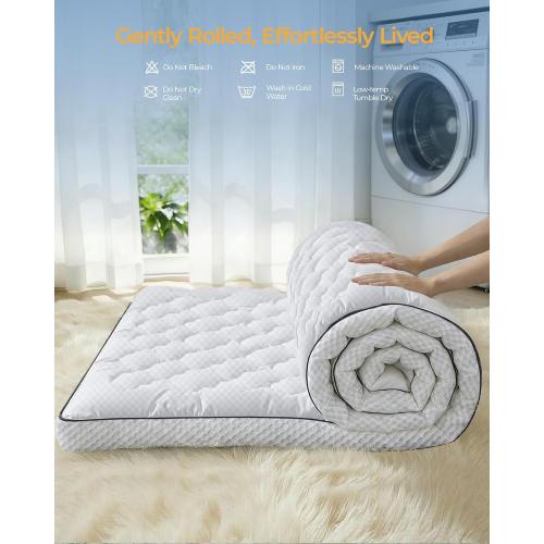 3 Inch Full Mattress Topper, Extra Thick Memory Foam Mattress Pad for Back Pain Relief, Pillow Top Mattress Topper with Breathable Air Mesh Sides, Soft Fluffy Supportive Pressure-Relieving Bed Topper