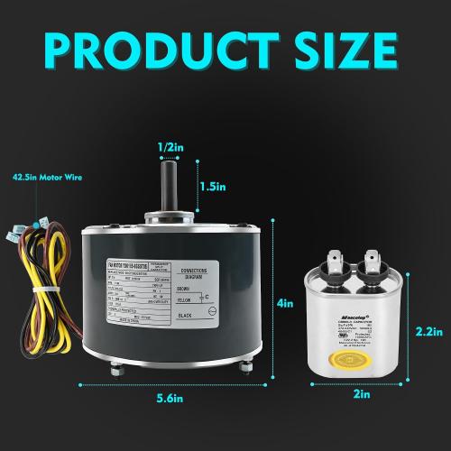 Condenser Motor Replaces Carrier # 5KCP39EGS070S, HC39GE237, 5KCP39EGY823S, Genteq GE3905, Dayton 6DLL0, Bryant Payne HC39GE234A etc AC/Air Conditioner, 1/4HP 1100 RPM with Capacitor, 3-Year Warranty