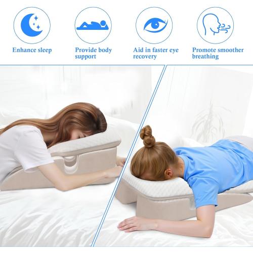 Face Down Pillow,Faces Down Pillow After Eye Surgery,BBL Pillows After Surgery Stomach Sleeping Pillows,Home Massage Pillowes Faces Down with Shredded Memory Foam and Removable Cover