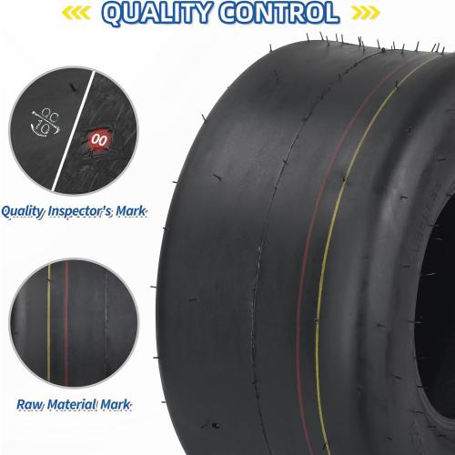 11x6.00-5 Tubeless Zero Turn Mower Tires, Riding Lawnmower Smooth Tread, 4 Ply