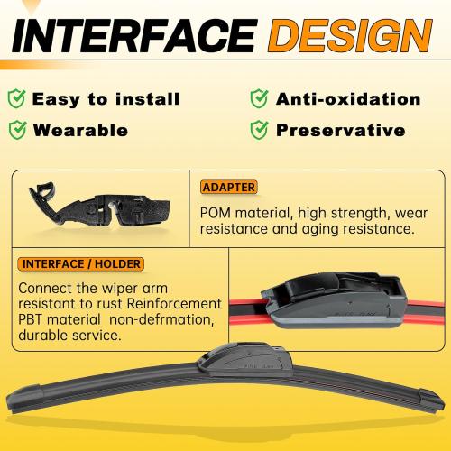 AUTOBOO 26 and 16 Windshield Wipers Blades (Pack Of 2),OEM Quality Premium All-Seasons Wiper blades,Stable and Quiet Armor wiper blades