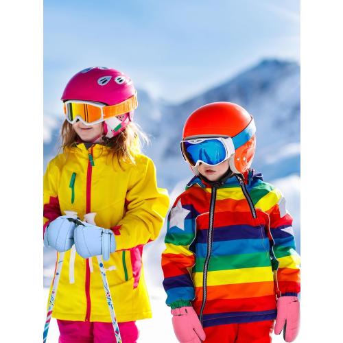 SATINIOR Kids Snow Mittens Waterproof Winter Ski Gloves Warm Thicken Snow Gloves for Girls Boys
