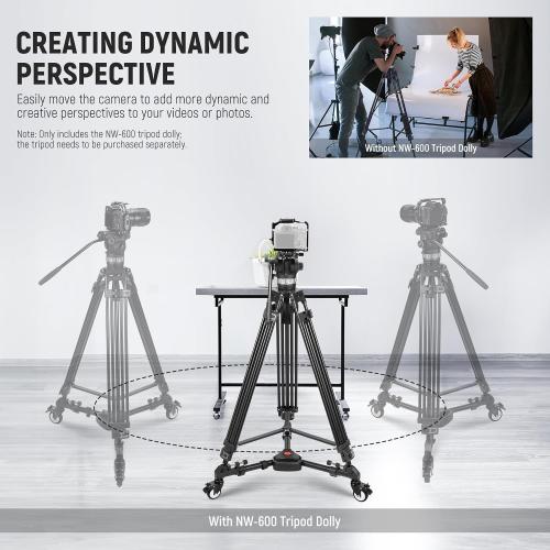 NEEWER Photography Tripod Dolly, Heavy Duty 50lbs Capacity Tripod Wheels with 3 Rubber Wheels for DSLR Cameras Camcorder Photo Video Lighting
