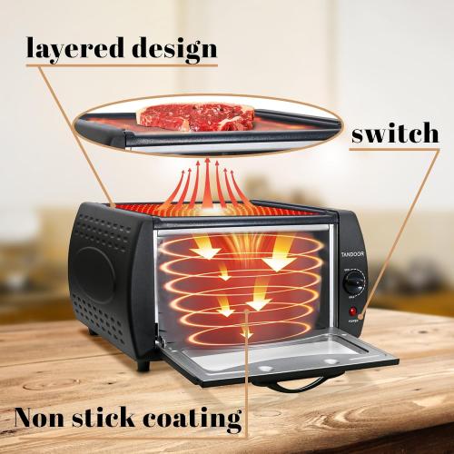 Tandoor Electric Oven: Make Authentic Indian Breads & Pizza at Home! Bake Naan, Roti, Manakish, Lahmacun & Tandoori Chicken. 2100W, 750°F, 15L Countertop Oven