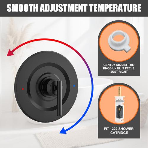 T2901BN Shower Handle Replacement for Moen Gibson Valve, Matte Black