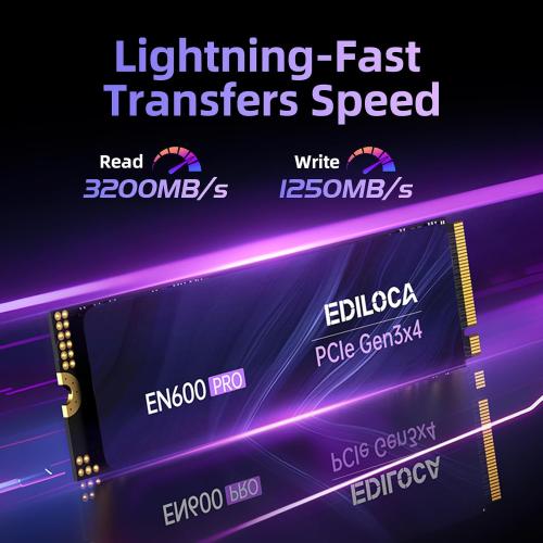 EN600 PRO SSD 256GB PCIe 3.0 Gen 3x4, NVMe M.2 2280, Up to 3200MB/s, Internal Solid State Drive, SLC Cache 3D NAND TLC, Graphene Cooling Sticker, Storage for PC, Desktop and Laptops