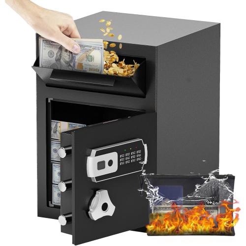 2.8 CUB Drop Safe for Business, Electronic Safe Box with Digital Combination and Anti-Fishing, Depository Safes with Fireproof Waterproof Document Bag, Security Safe for Slips Expense Office Home