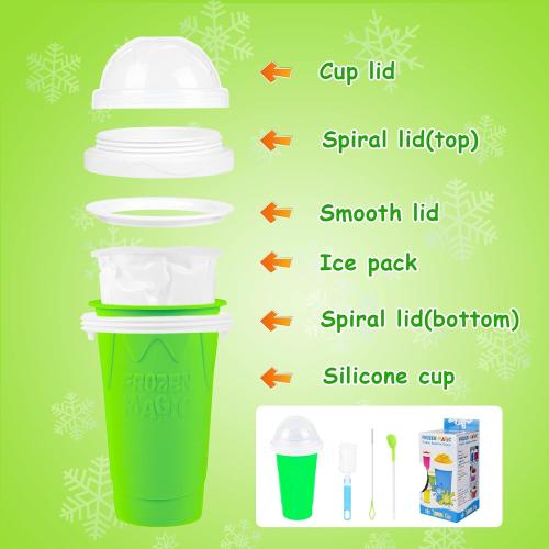 Slushy Maker Cup - Quick Frozen Magic Squeeze Cup For Chocolate MilkShake, Sorbet, Smoothies, Slushies & More, 2 in 1 Straw & Spoon, With Gorgeous Luxury Box, Perfect for Kids, Friends & Family
