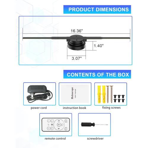 3D Hologram Fan, 16.5 Inch 3D Hologram Projector HD LED Holographic Advertising Display with Remote, WiFi and APP, Holographic Video Advertising Projector for Business,Bar,Halloween (42CM, 8G)
