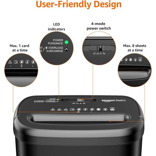 Amazon Basics 8-Sheet Cross Cut Paper Shredder and Credit Card Shredder - Black