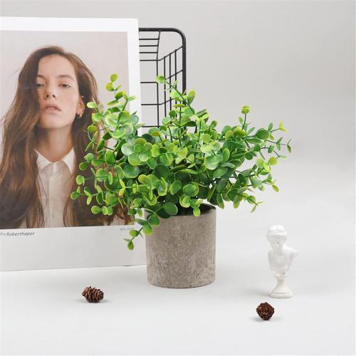 Mini Potted Fake Plants, Artificial Plastic Eucalyptus Plants Greenery Plants for Home Office Farmhouse Kitchen Bathroom Table Decor