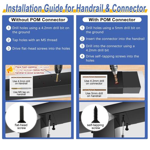 2ft-4ft Complete Set Cable Railing System 36, Black T304 Stainless Steel Cable Railing Posts Kit with Adjustable Handrail Cable Rail, One-Stop Easier for DIY Indoor Outdoor Level Decks
