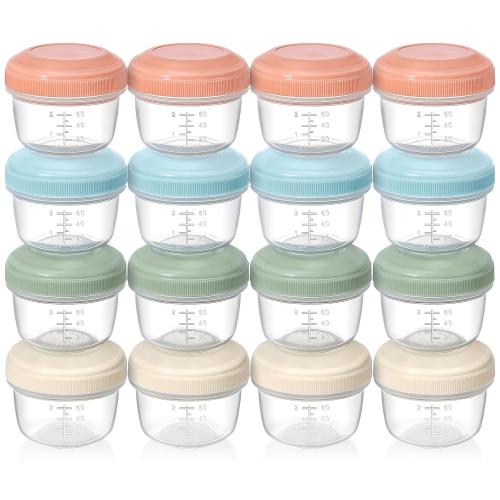 VITEVER [16 Pack] 4 oz Small Containers with Lids, Reusable Plastic Jars for Snack and Puree, Salad Dressing Container to Go, Deli Containers, Freezer Baby Food Containers, Dishwasher Safe, BPA Free