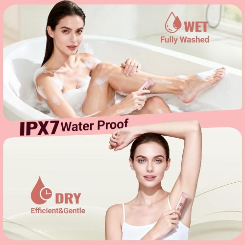 Bikini Trimmer for Women 2in1 High Power Epilators Hair Removal Waterproof Electric Razors Women's Electric Razor Pubic Hair Trimmer Shaver for Women for Ladies Pubic, Face, Underarms, Legs (Pink)