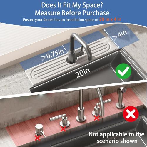 Fast Drying Stone Faucet Mat for Kitchen Sink with Raised Feet, Water Absorbent Diatomite Stone Sink Tray, Faucet Sink Splash Guard, Prevents Moisture Buildup, Durable Protector for Bathroom Counter