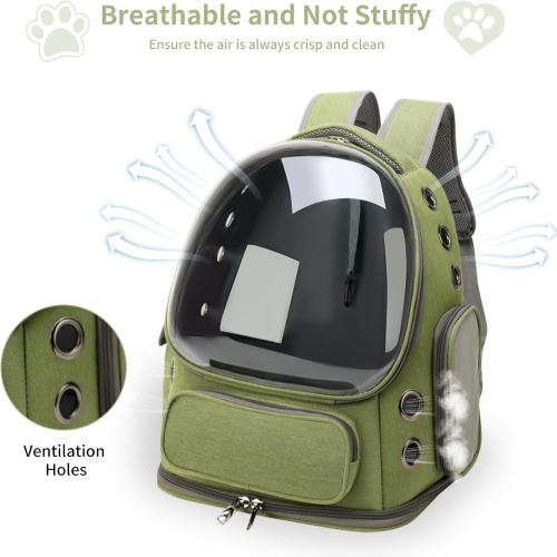 Cat Backpack Carrier for Cats and Small Dogs, Breathable Cat Bubble Backpack, Airline Approved Pet Travel Carrier for Hiking Camping Outdoor(Green)