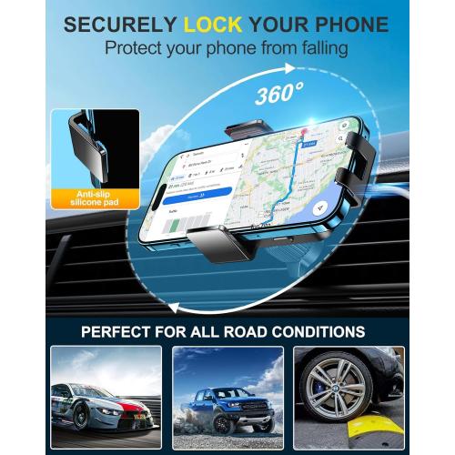 Wireless Car Charger, Phone Holders for Your Car 15W Fast Charging Auto Clamping, Air Vent Car Phone Mount for iPhone 17 16 15 14 13 Mini Pro Max XR, Samsung Galaxy S25 Ultra S24 S23 S22 S21