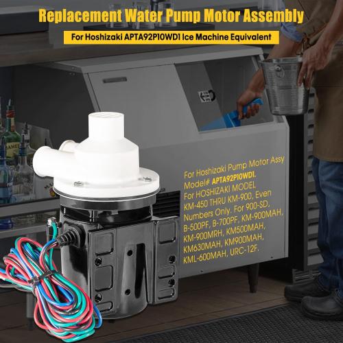 APTA92P10WD1 Water Pump Motor Assembly For Hoshizaki APTA92P10WD1 Ice Machine Equivalent, 120V 53.4W 0.4 Amp, Replace for KM500MAH, KM630MAH, KM900MAH