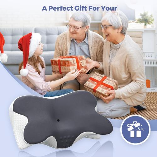 Cervical Neck Pillow for Pain Relief, Ergonomic Neck Pillow for Sleeping, Contour Orthopedic Side Sleeper Pillow for Back Stomach Sleepers Bed Pillow with Pillowcase