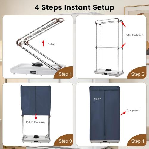 Portable Clothes Dryer for Apartment, RV, Travel | Foldable, Easy Installation, 1200W Fast Drying, Quiet, Adjustable Timer,Large Capacity
