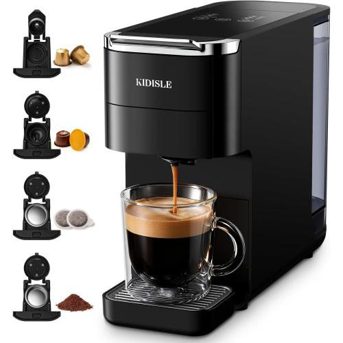 20 Bar Espresso Machine, Compatible with Nespresso Original & Dolce Gusto Capsules, Ground Coffee & ESE Pods, 47.3oz Tank, One-Touch Boil, Smart Controls, Drip Tray & Storage