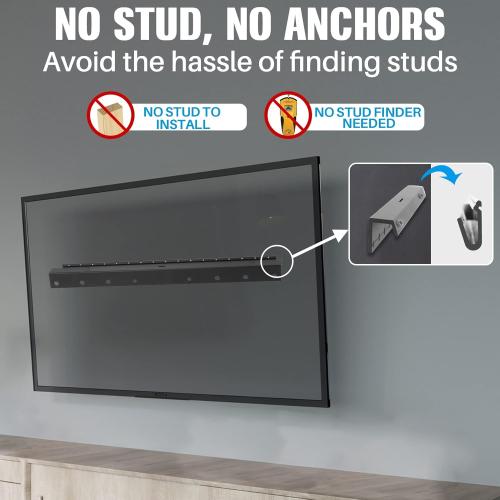 AENTGIU Studless TV Wall Mount, Heavy Duty Drywall TV Bracket Hanger for 32-75 inch Flat Screen TVs, No Stud, No Drill, No Anchors, Easy Install with All Hardware