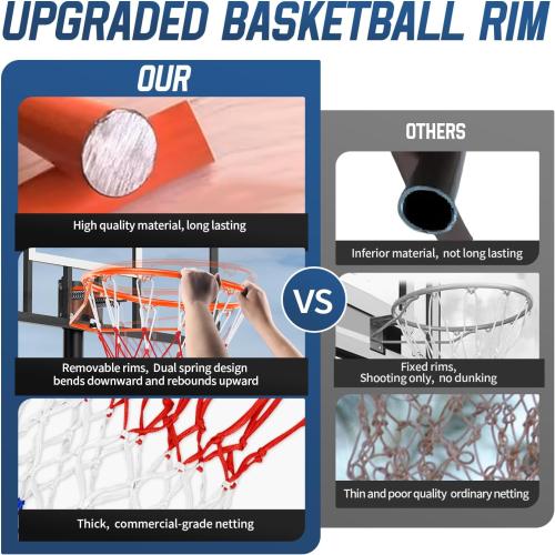 Basketball Rim, 18 Replacement Wall Mounted Outdoor Basketball Hoop, Heavy Duty Solid Steel, Double Spring Basketball Hoop Rim with All Weather Net for Indoor and Outdoor Hanging